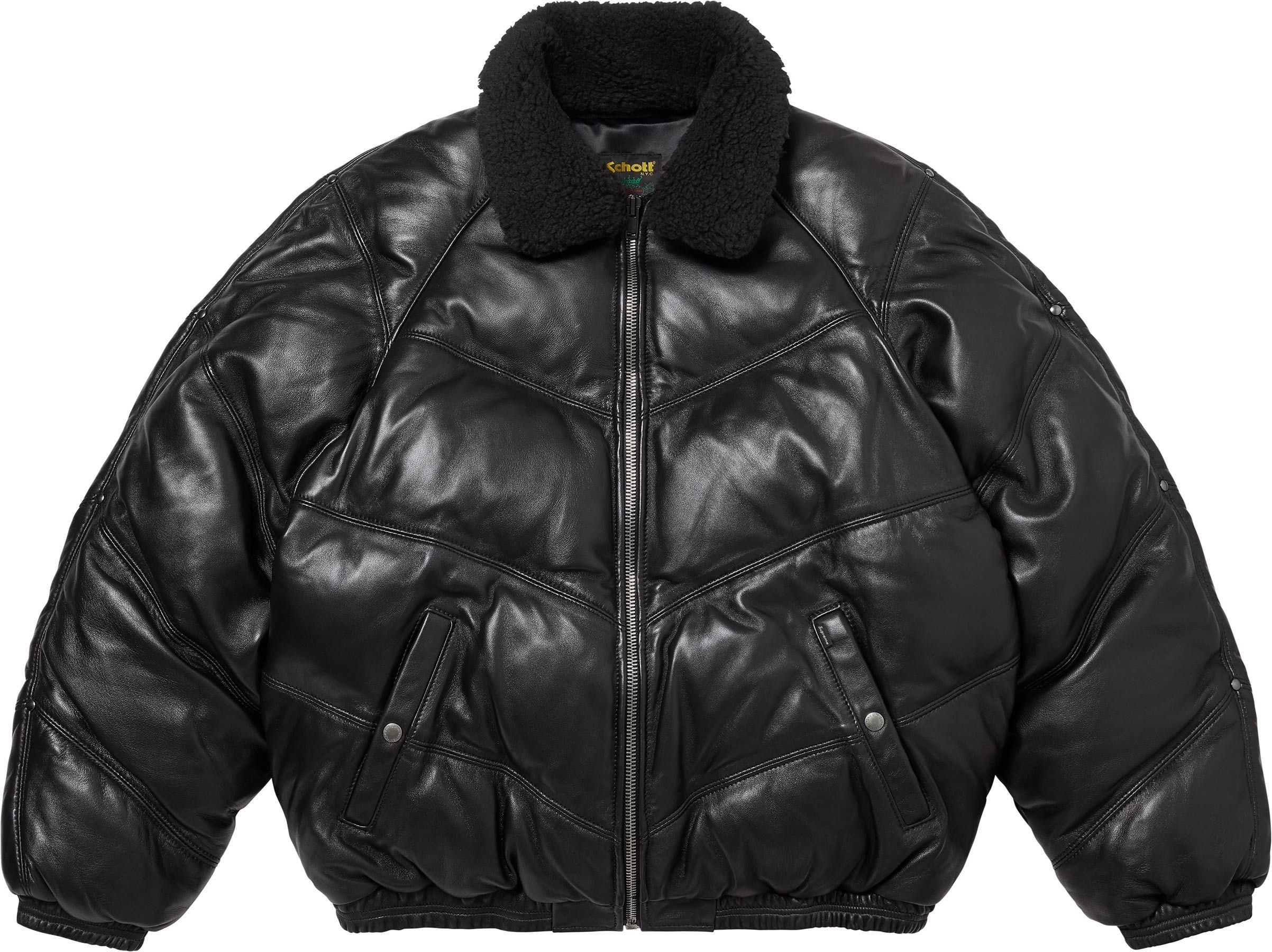Supreme®/Schott® Chevron Leather Down Puffer Jacket view 22